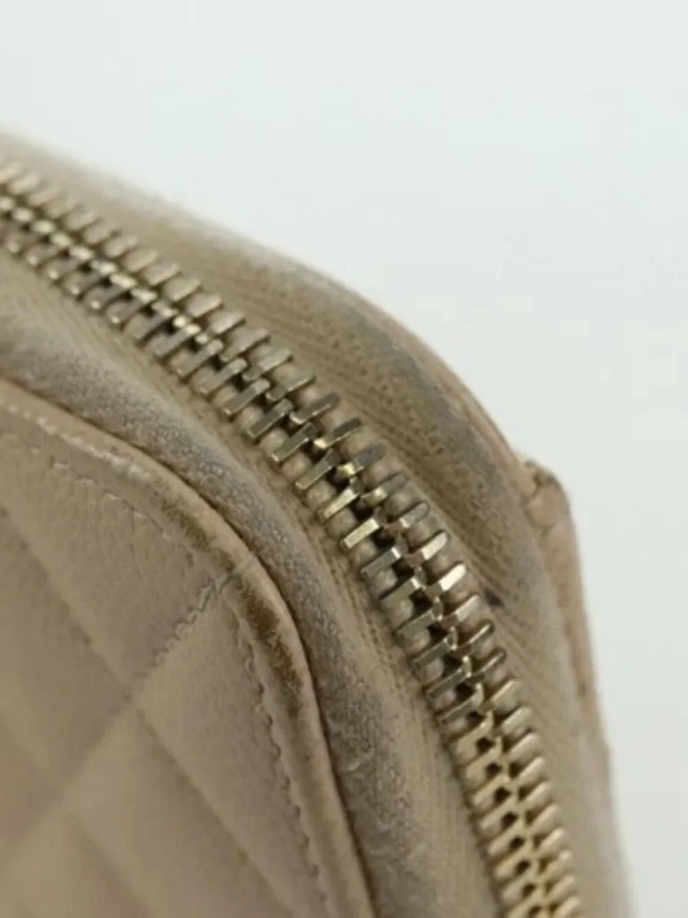 CHANEL Long Wallet Lamb Skin Beige Gold CC Auth 167178SAM